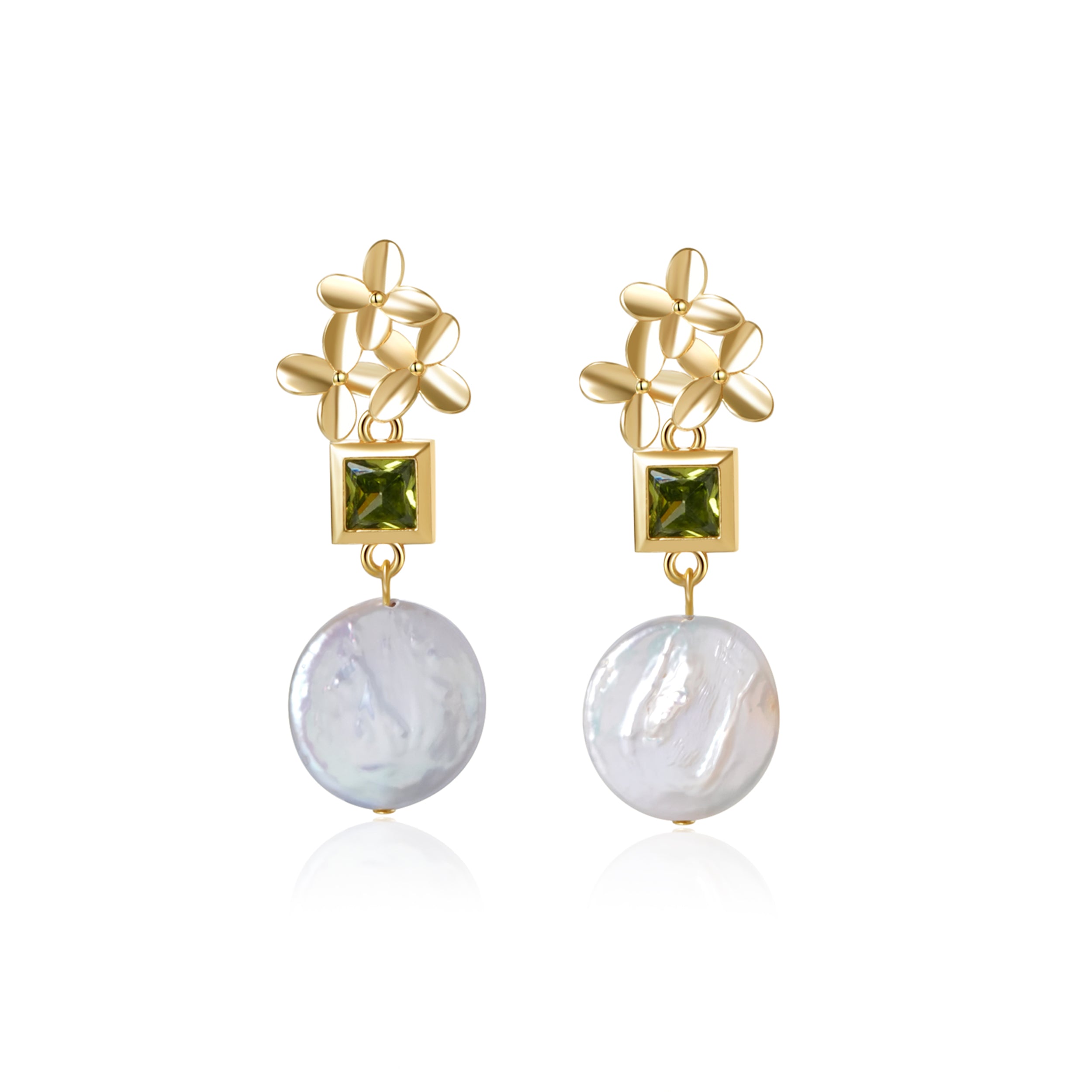 Natural Freshwater Baroque Pearl Personalized Birthstone Dangle Earrings