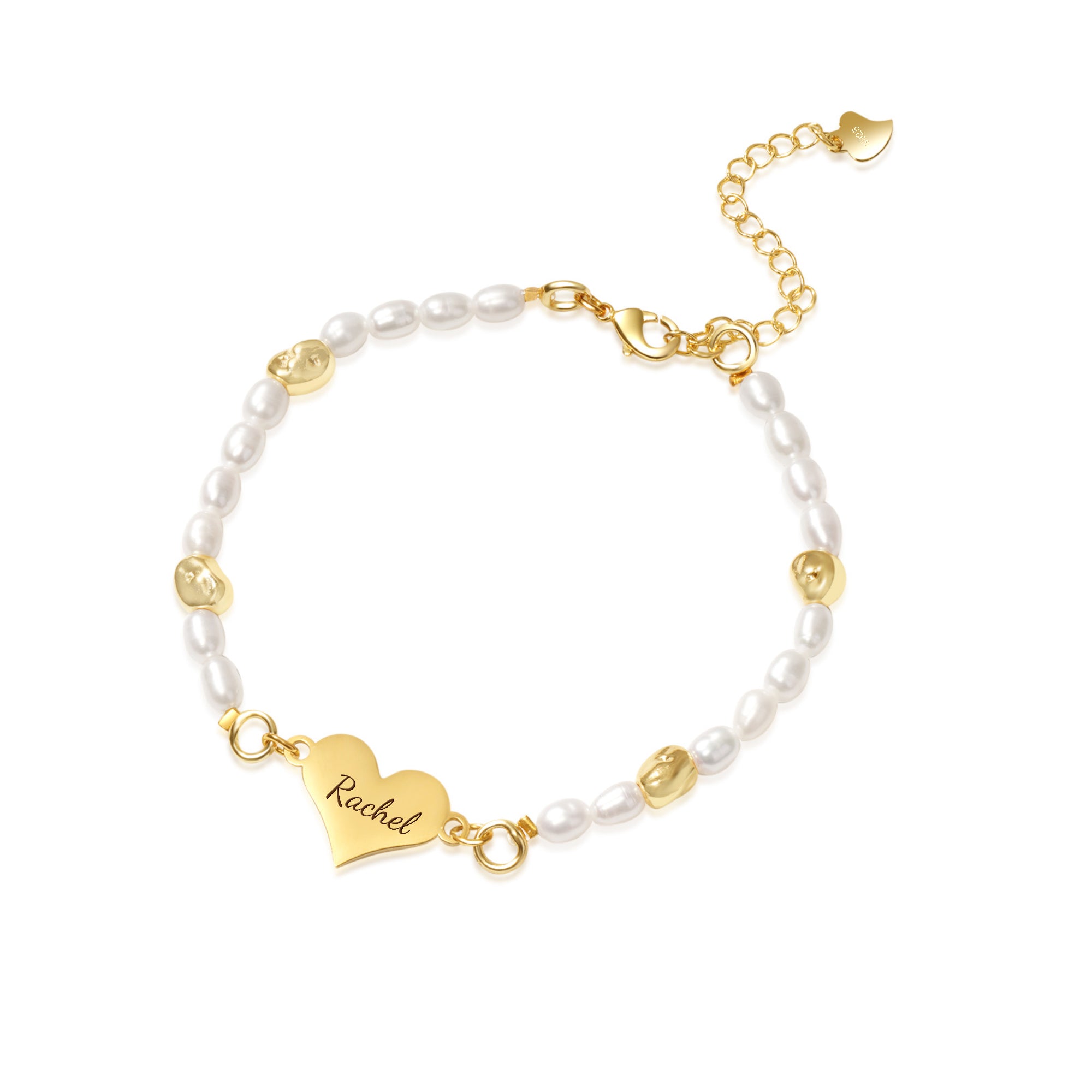 Engravable Heart Natural Freshwater Pearl Bracelet