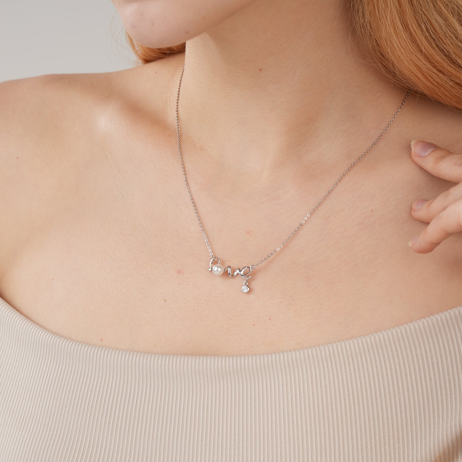 Forever Love 925 Sterling Silver Natural Freshwater Pearl Necklace