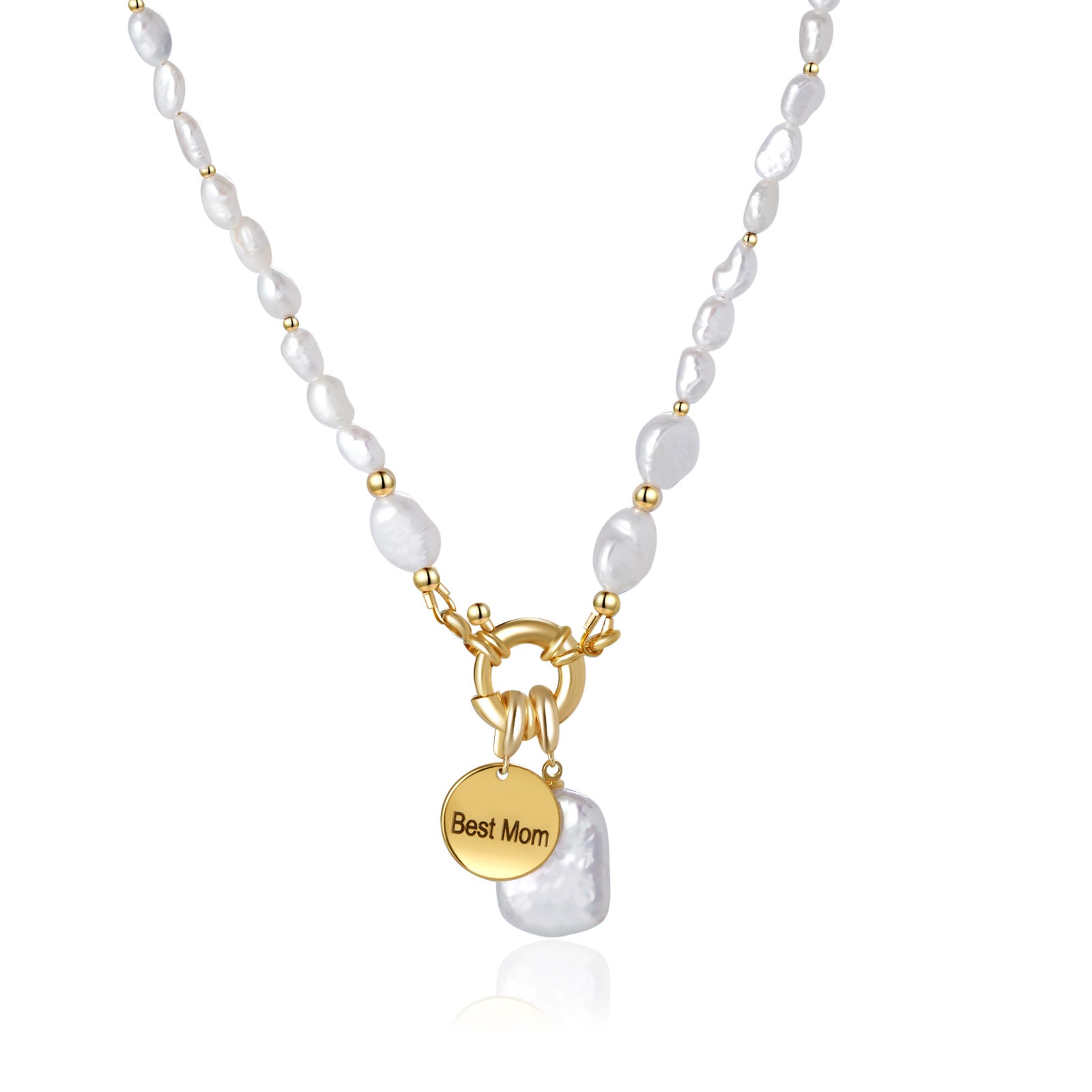 Personalized Baroque Pearl Necklace with Custom Name Disc