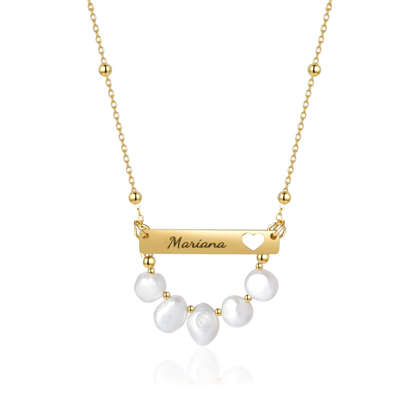 Natural Freshwater Pearl Personalized Name Bar Necklace
