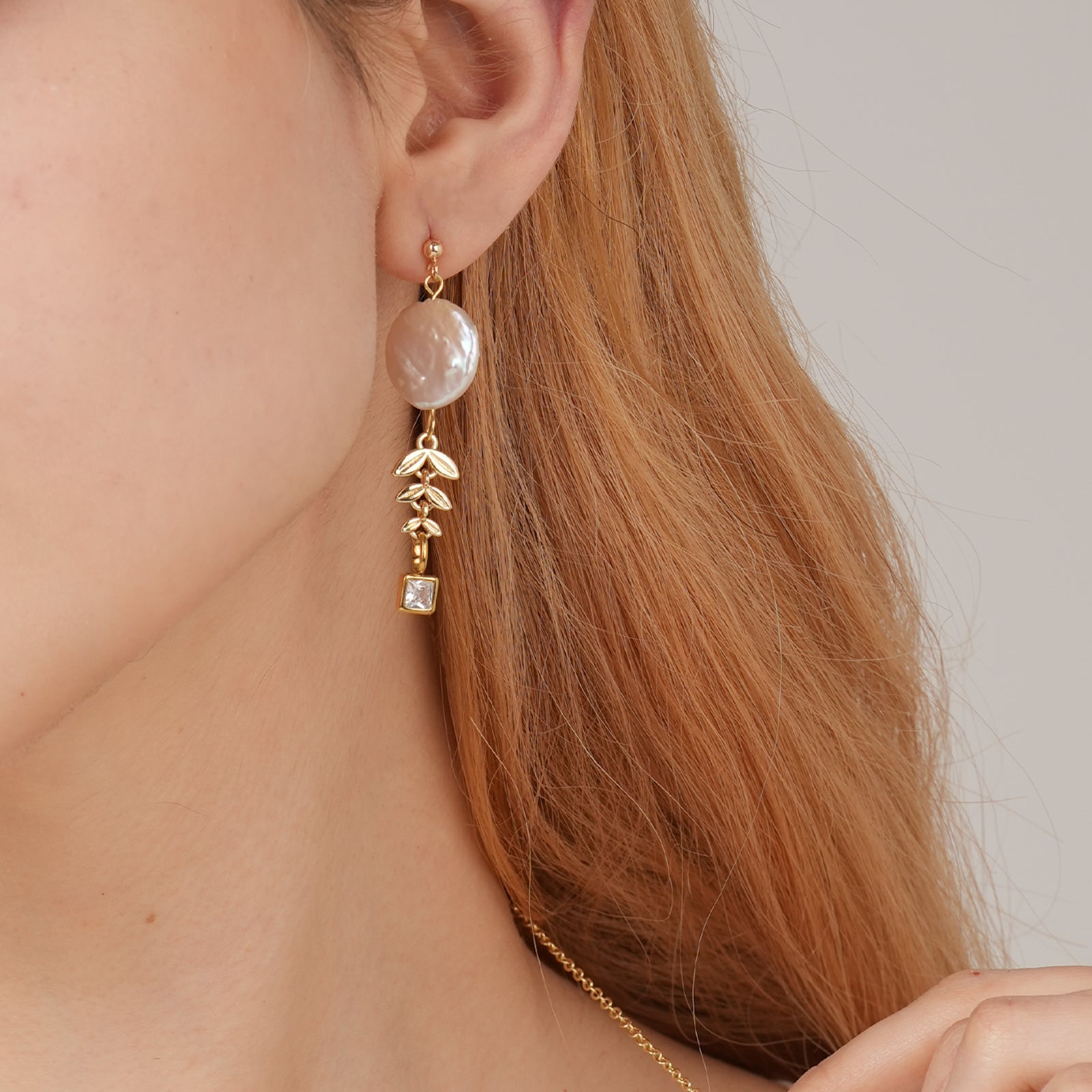 Natural Freshwater Baroque Pearls Personalized Birthstone and Birth Flower Dangle Earrings