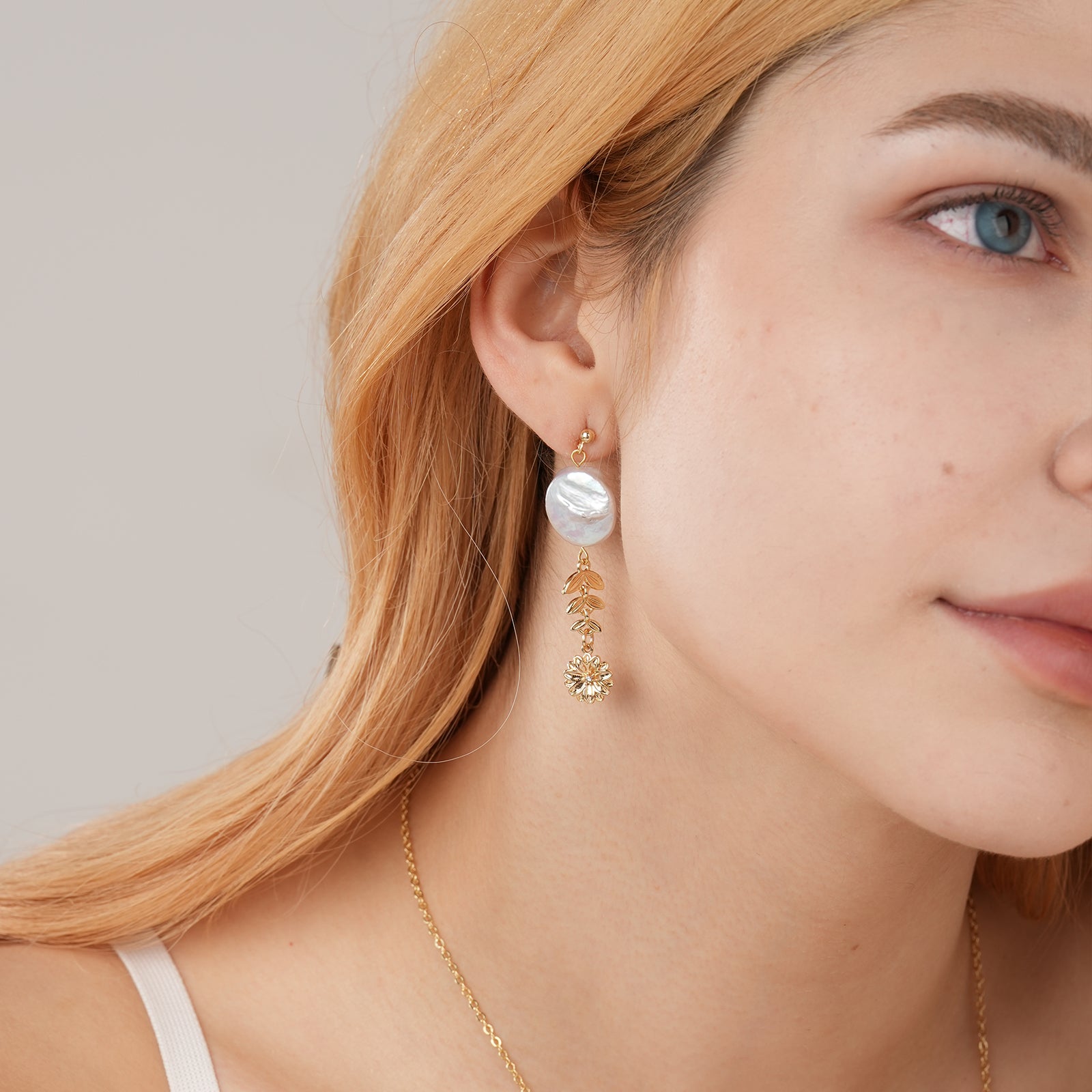 Natural Freshwater Baroque Pearls Personalized Birthstone and Birth Flower Dangle Earrings