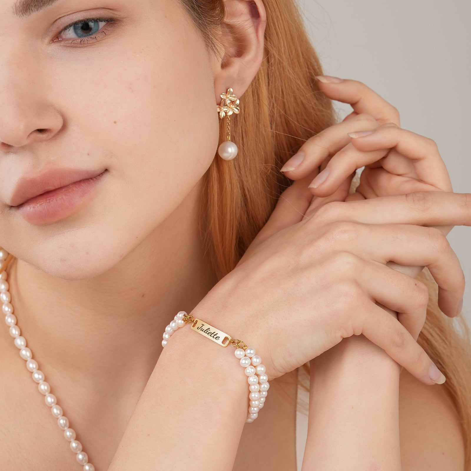 Personalized Name Bracelet - Stranded Natural Freshwater Pearls Bracelet