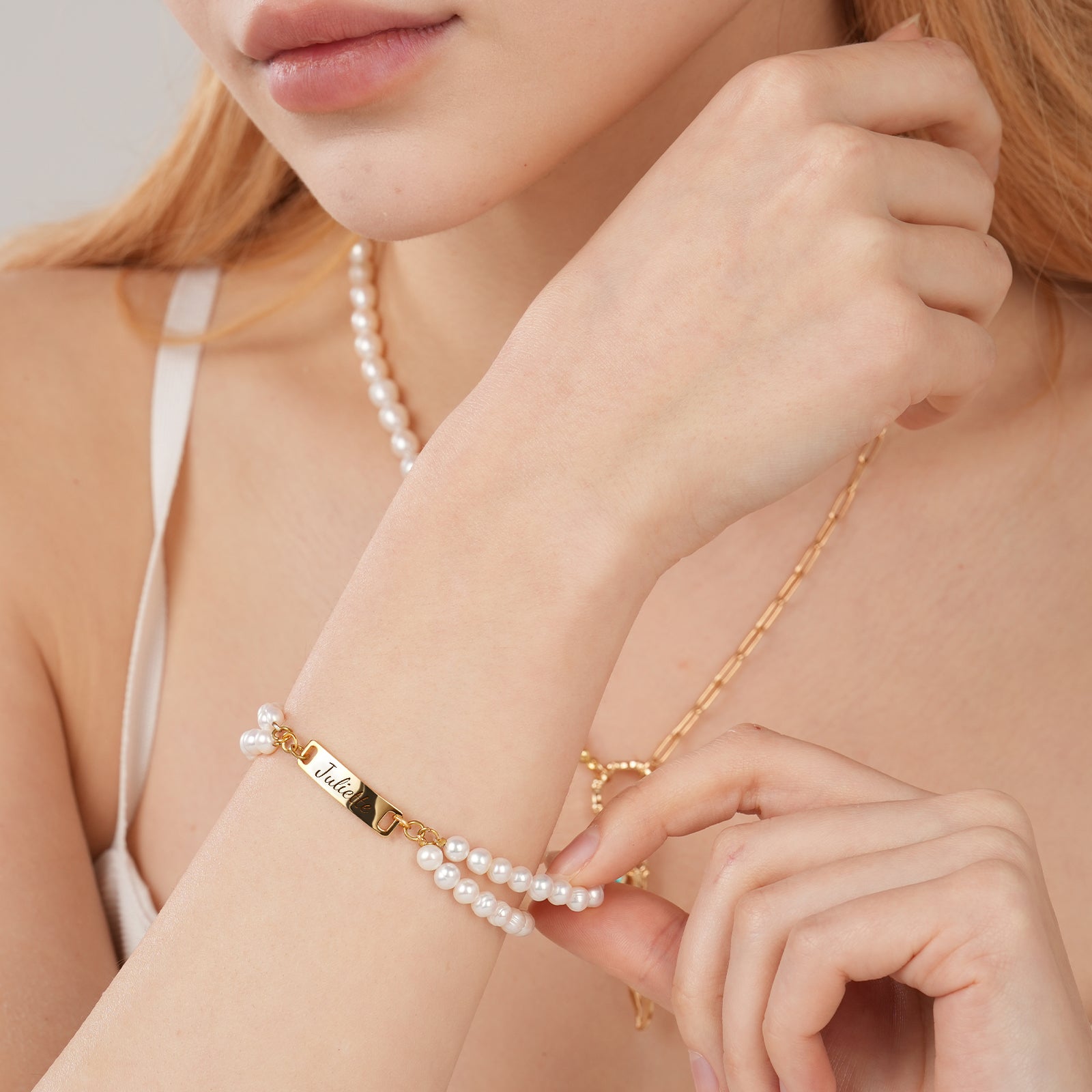 Personalized Name Bracelet - Stranded Natural Freshwater Pearls Bracelet