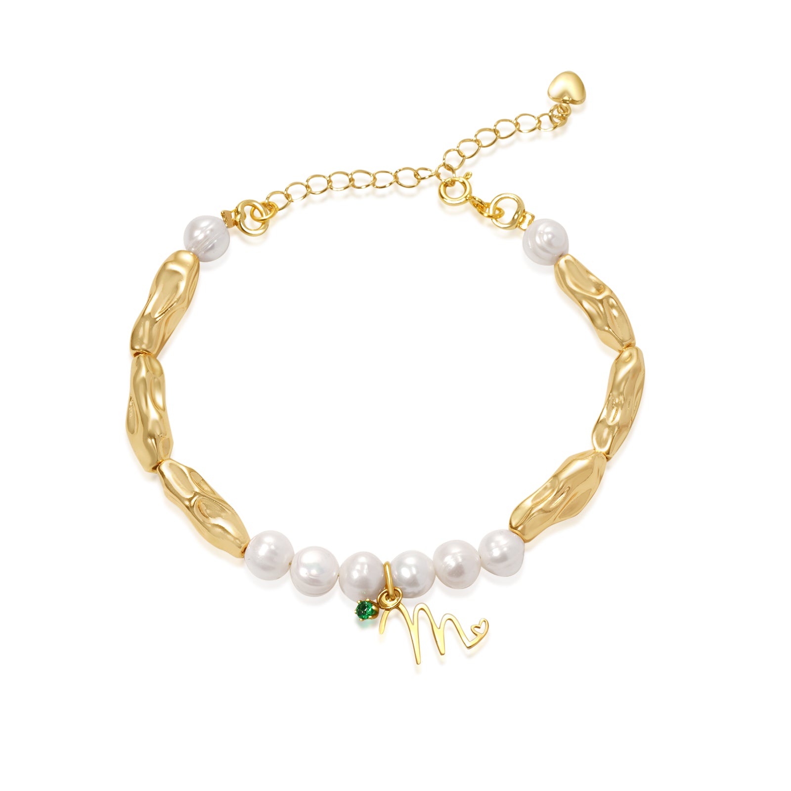Personalised Initial and Birthstone Charm Natural Freshwater Pearl Bracelet