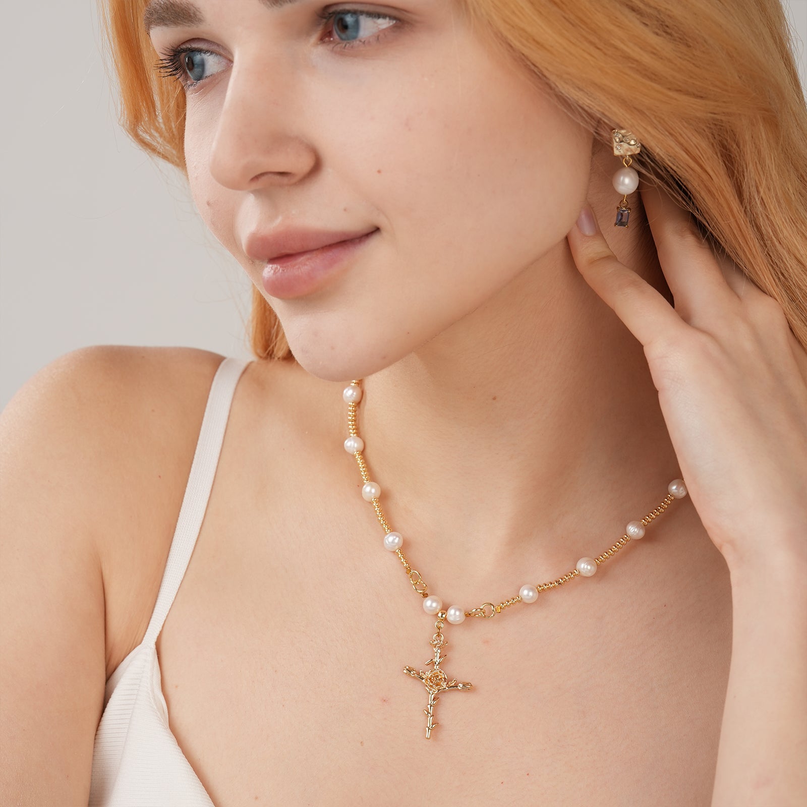 7.5-8mm Natural Freshwater Pearl Personalized Birthday Flower Pendant Necklace
