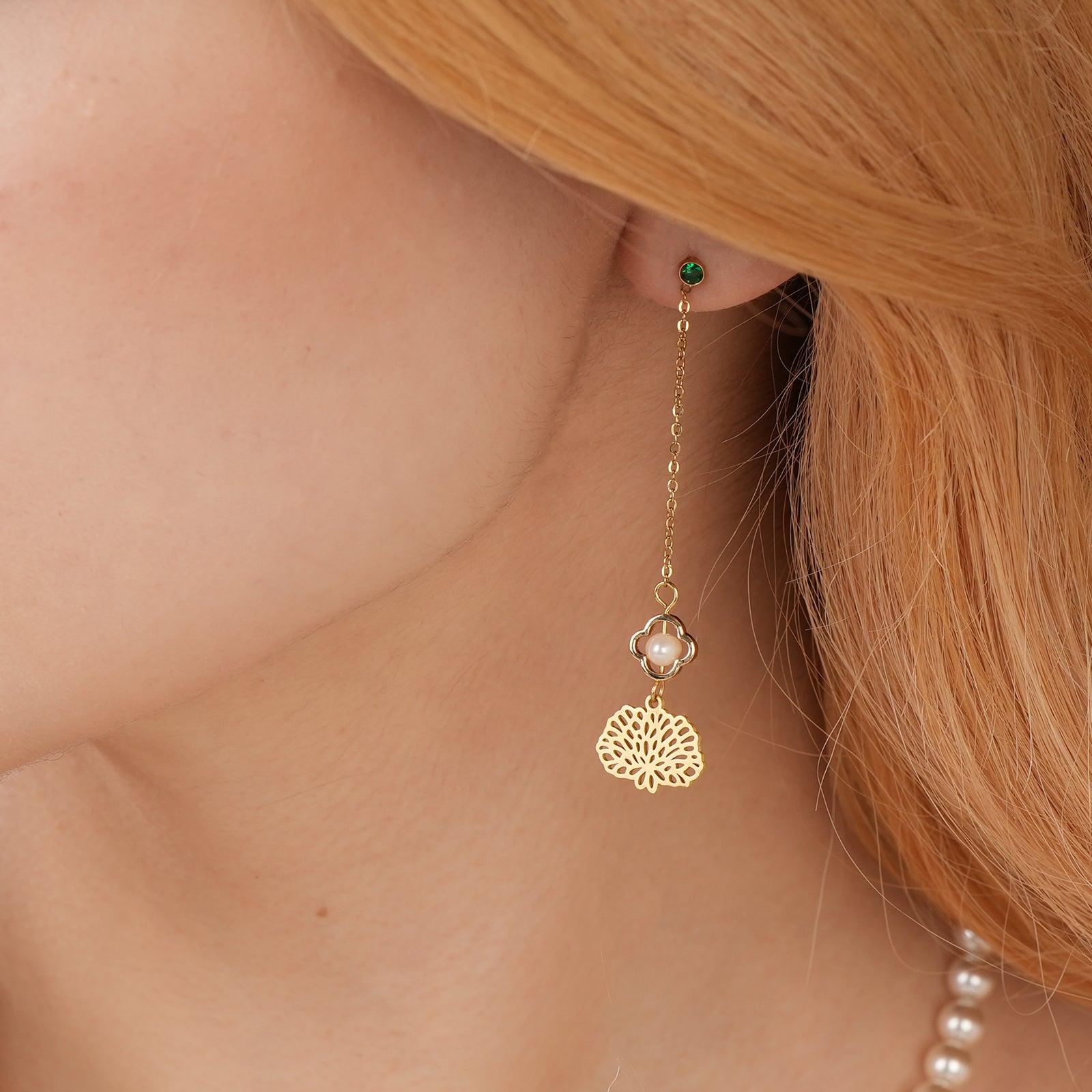 Natural Freshwater Pearls Personalized Birthstone and Birth Flower Tassel Earrings