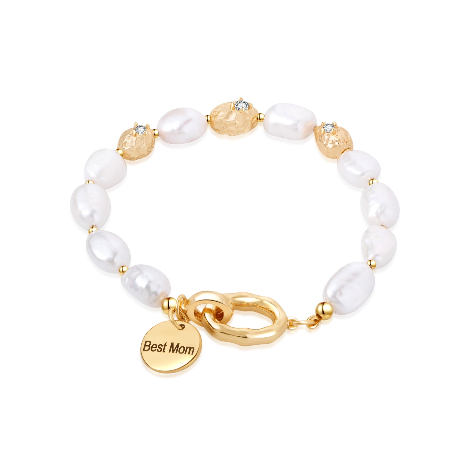 Personalized Name Charm Freshwater Baroque Pearl Bracelet