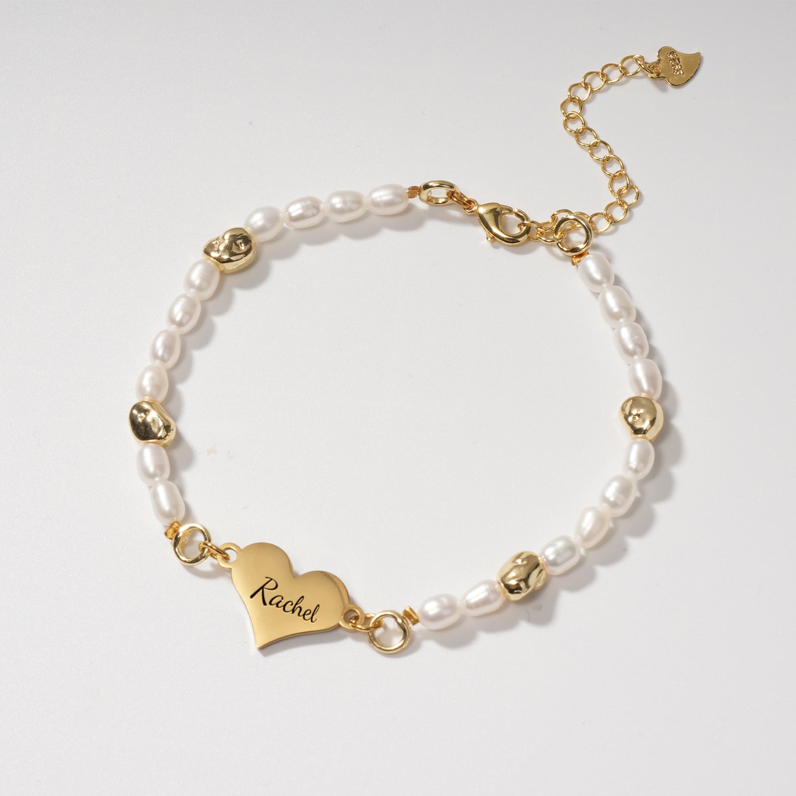 Engravable Heart Natural Freshwater Pearl Bracelet