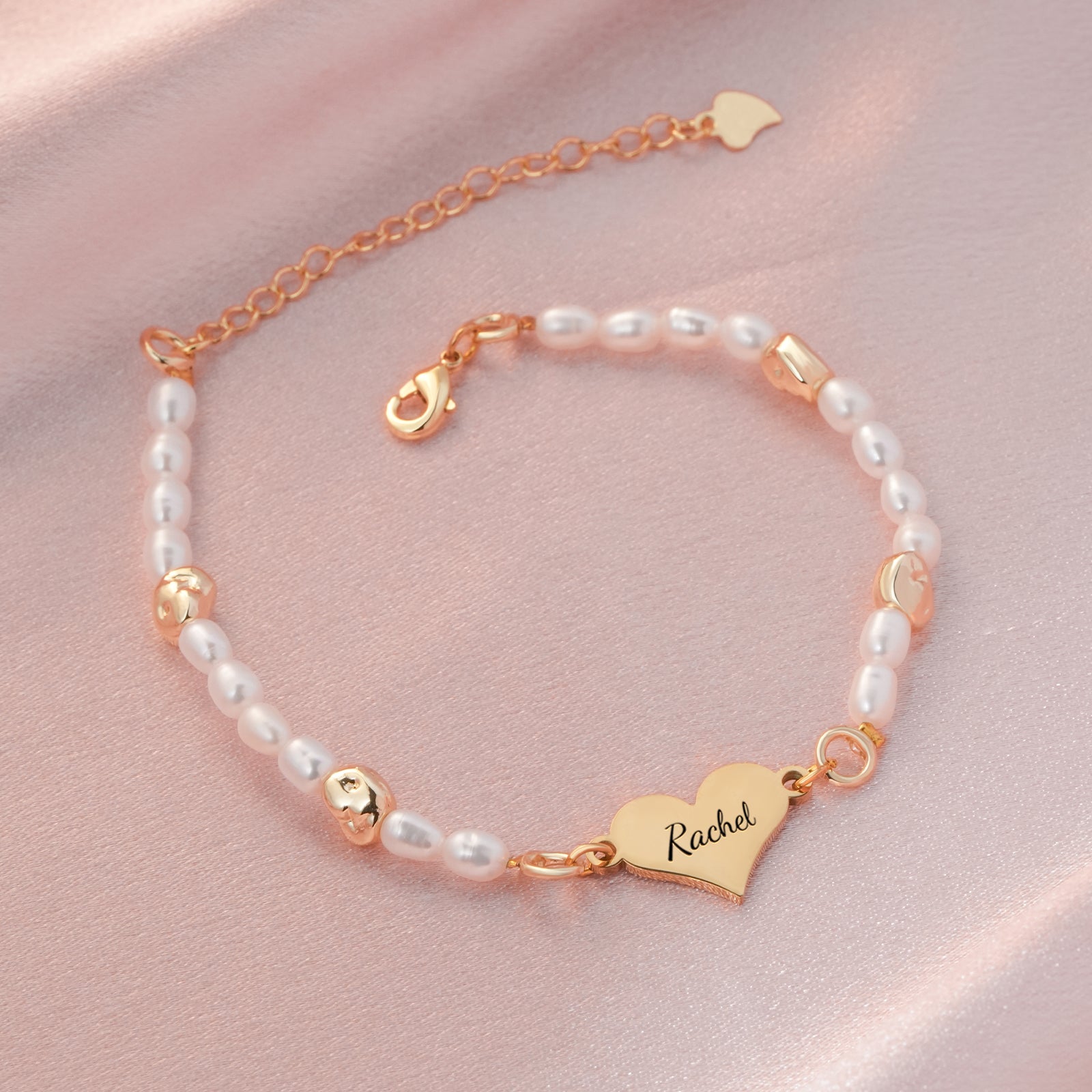 Engravable Heart Natural Freshwater Pearl Bracelet